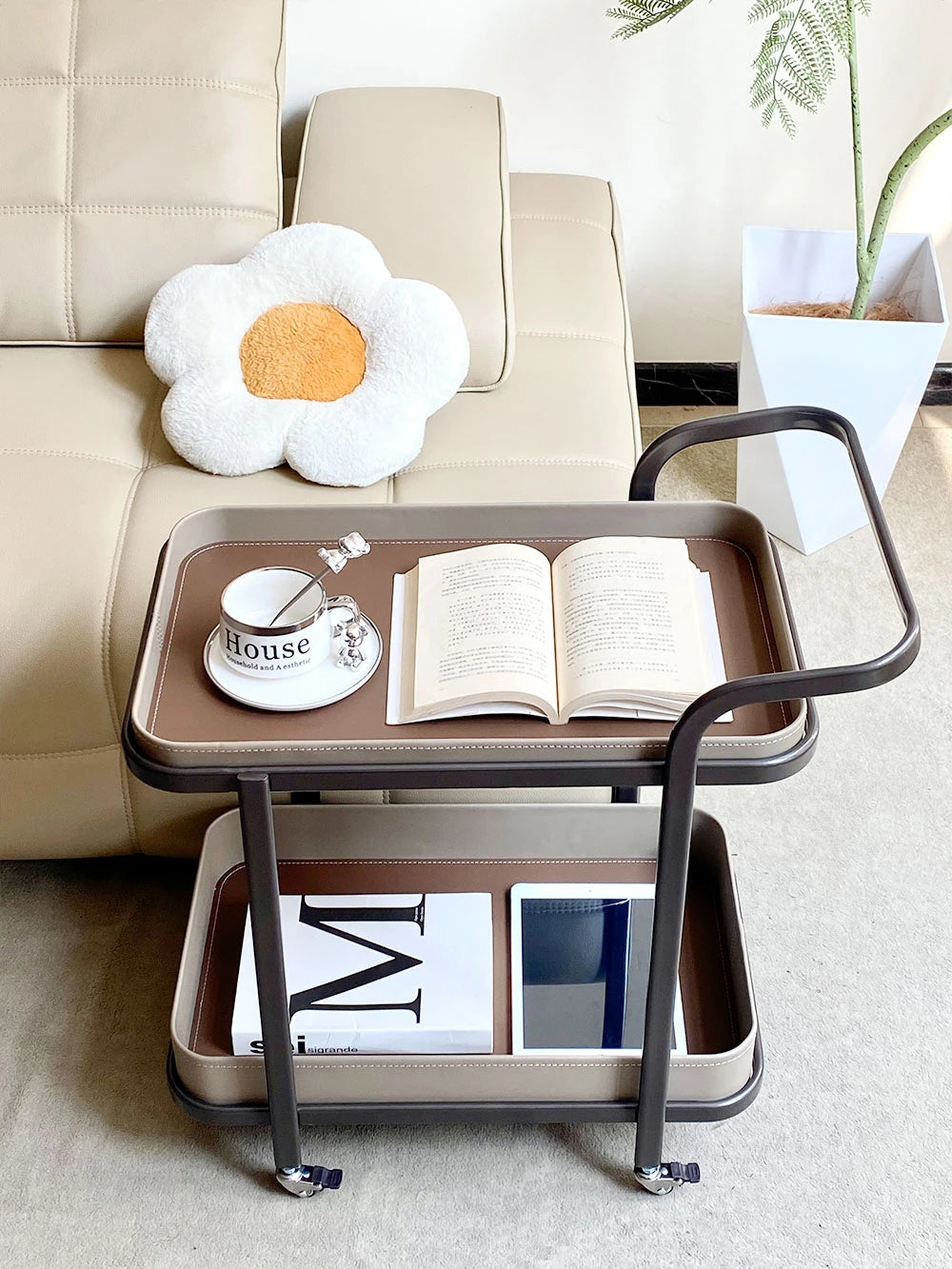 センターテーブル 合成皮革×ステンレス おしゃれな移動式デザイン 収納力抜群 インテリアに最適! hakt-5152