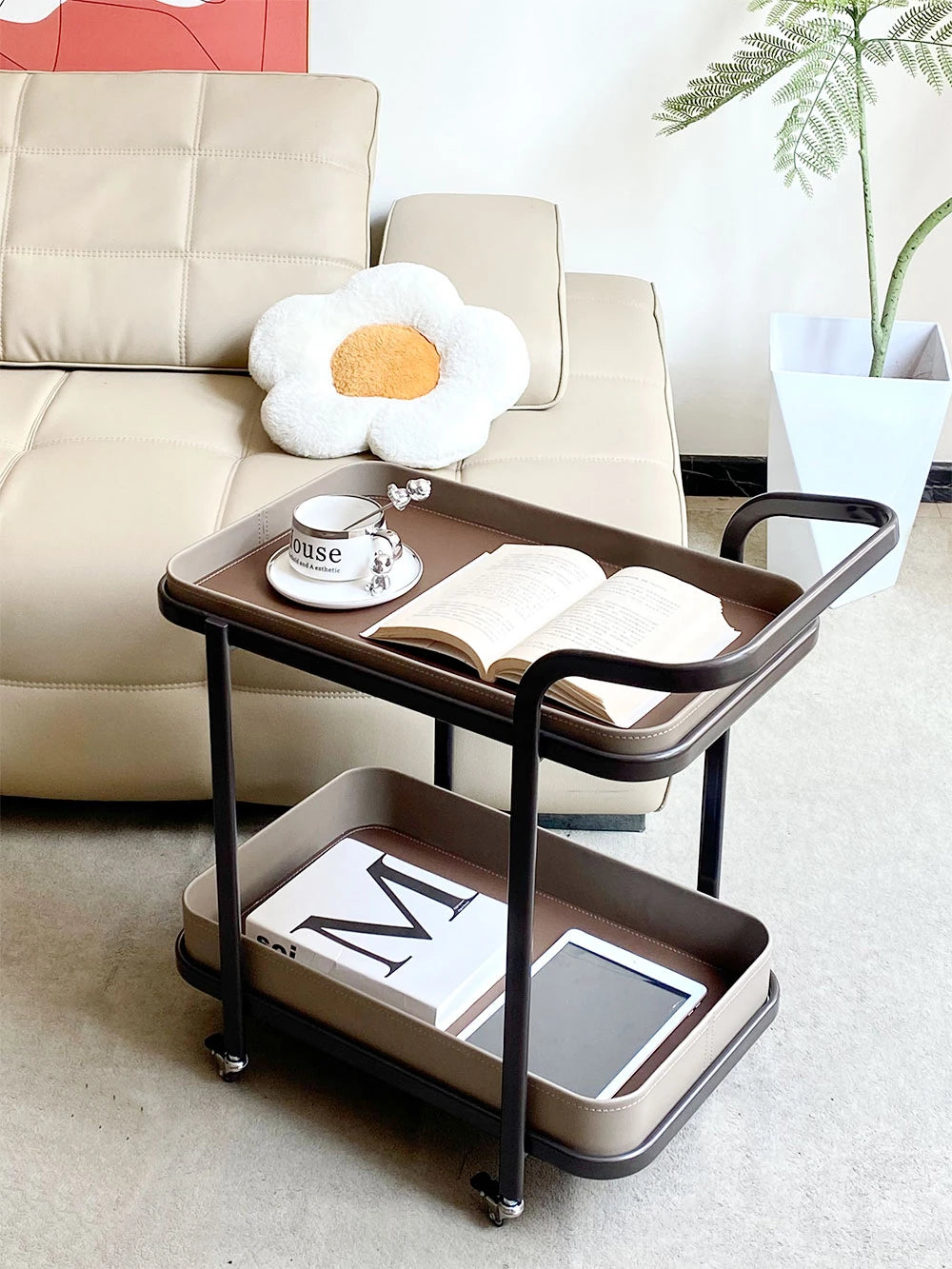 センターテーブル 合成皮革×ステンレス おしゃれな移動式デザイン 収納力抜群 インテリアに最適! hakt-5152