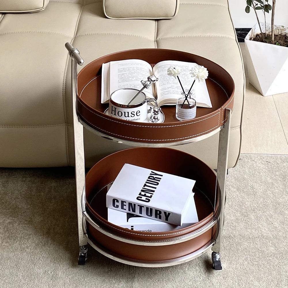 センターテーブル 合成皮革 ステンレス製 おしゃれな2段デザイン 無段階調整可能 モダンインテリアに最適 hakt-5153