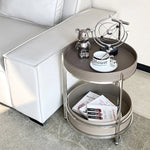 センターテーブル 合成皮革 ステンレス製 おしゃれな2段デザイン 無段階調整可能 モダンインテリアに最適 hakt-5153