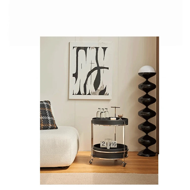 センターテーブル 合成皮革 ステンレス製 おしゃれな2段デザイン 無段階調整可能 モダンインテリアに最適 hakt-5153