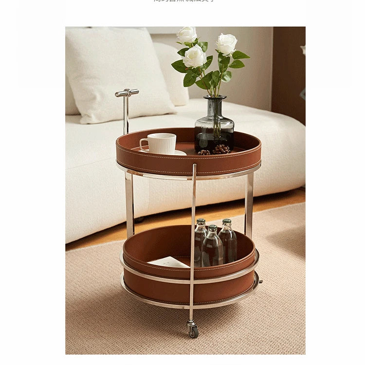 センターテーブル 合成皮革 ステンレス製 おしゃれな2段デザイン 無段階調整可能 モダンインテリアに最適 hakt-5153