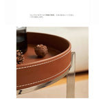 センターテーブル 合成皮革 ステンレス製 おしゃれな2段デザイン 無段階調整可能 モダンインテリアに最適 hakt-5153