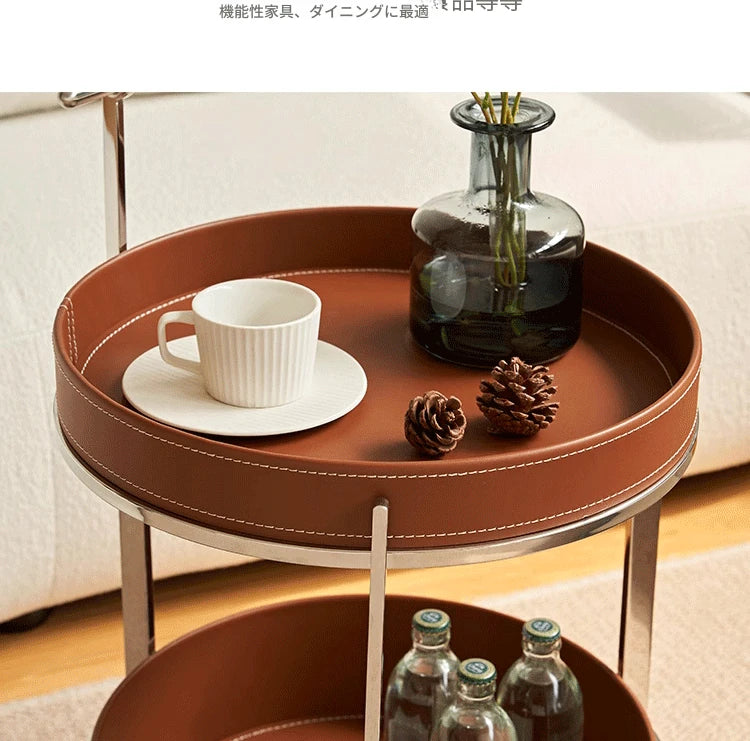 センターテーブル 合成皮革 ステンレス製 おしゃれな2段デザイン 無段階調整可能 モダンインテリアに最適 hakt-5153