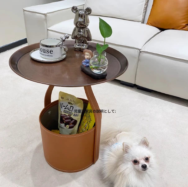 スタイリッシュな合成皮革センターテーブル - 中密度繊維板製で収納も便利!テーブルと収納ボックスが一体化したデザイン。 hakt-5156