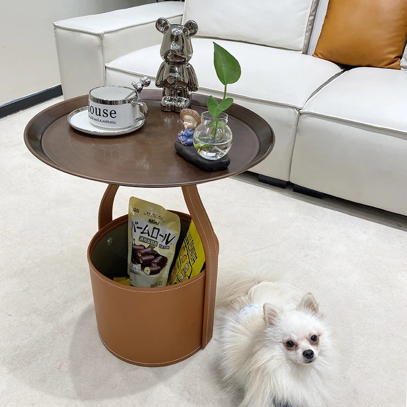 スタイリッシュな合成皮革センターテーブル - 中密度繊維板製で収納も便利!テーブルと収納ボックスが一体化したデザイン。 hakt-5156