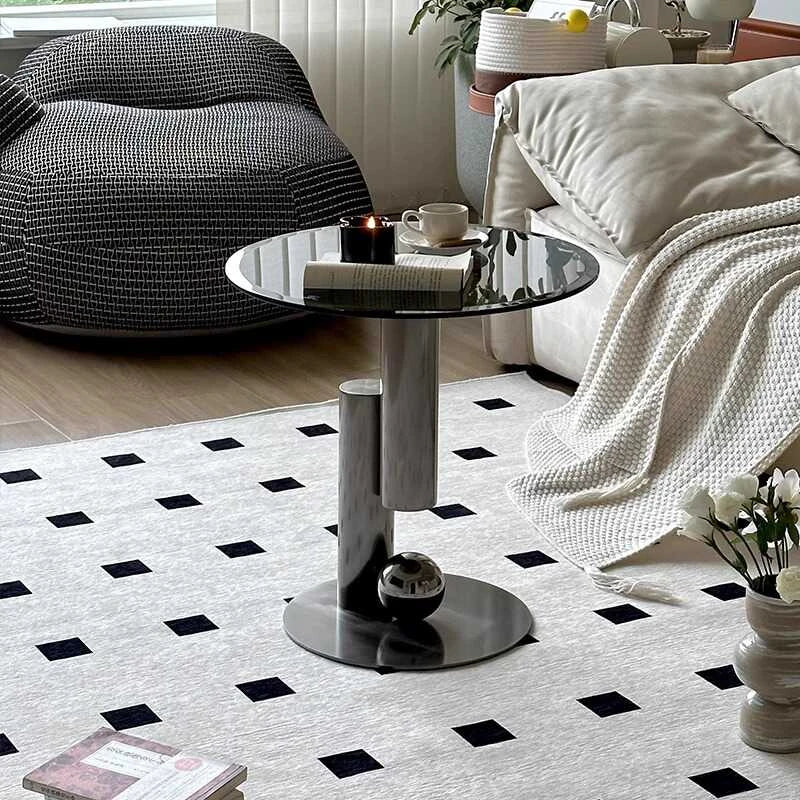 【シンプルモダン】ステンレス・強化ガラス センターテーブル - リビングに最適なスタイリッシュデザイン hakt-5157