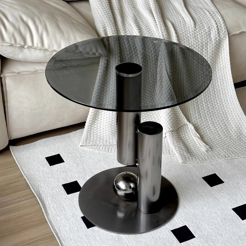 【シンプルモダン】ステンレス・強化ガラス センターテーブル - リビングに最適なスタイリッシュデザイン hakt-5157