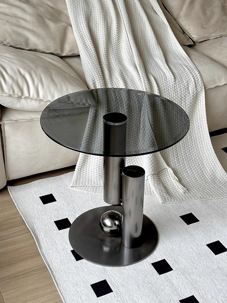 【シンプルモダン】ステンレス・強化ガラス センターテーブル - リビングに最適なスタイリッシュデザイン hakt-5157