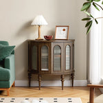 ガラス&無垢材のオシャレキャビネット - 多層板デザインでお部屋を華やかに! halmh-5297