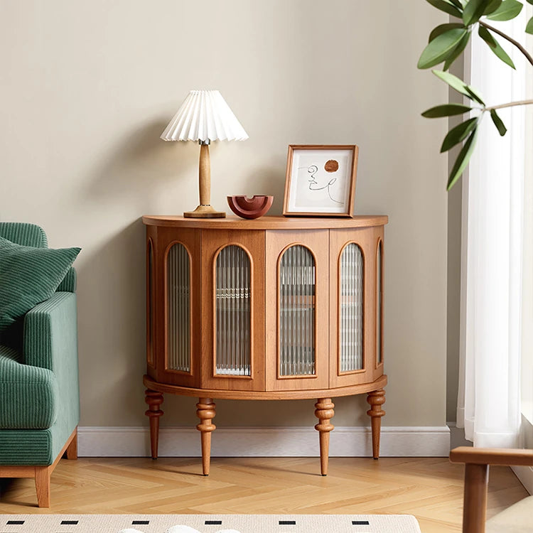 ガラス&無垢材のオシャレキャビネット - 多層板デザインでお部屋を華やかに! halmh-5297