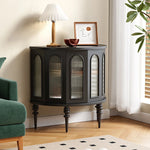 ガラス&無垢材のオシャレキャビネット - 多層板デザインでお部屋を華やかに! halmh-5297