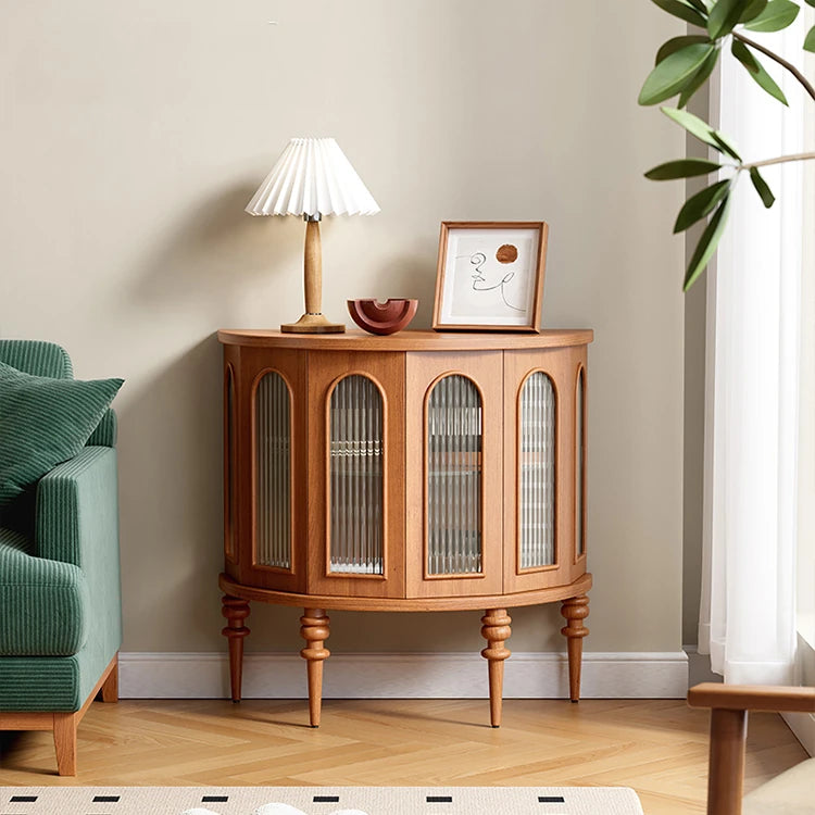 ガラス&無垢材のオシャレキャビネット - 多層板デザインでお部屋を華やかに! halmh-5297