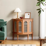 ガラス&無垢材のオシャレキャビネット - 多層板デザインでお部屋を華やかに! halmh-5297