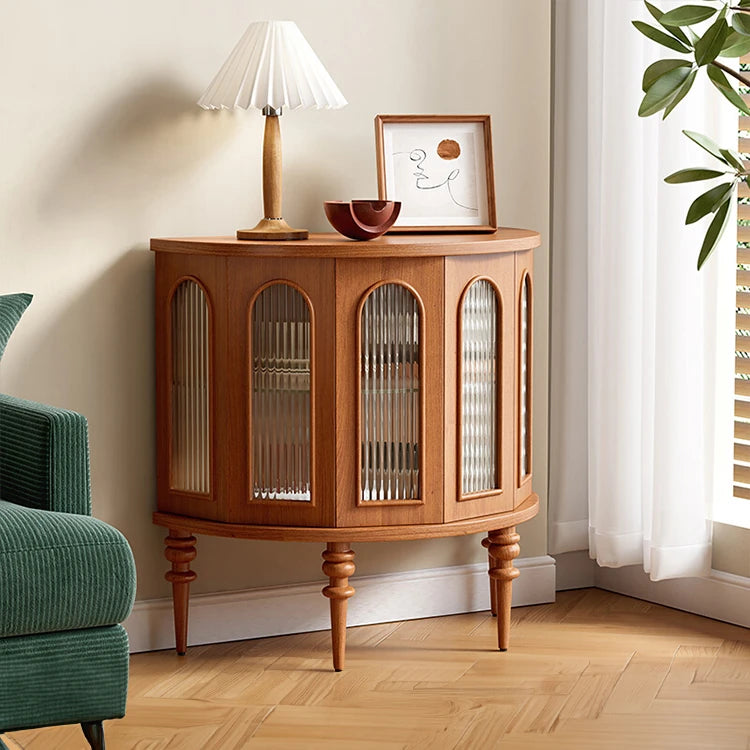 ガラス&無垢材のオシャレキャビネット - 多層板デザインでお部屋を華やかに! halmh-5297