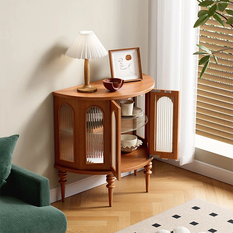 ガラス&無垢材のオシャレキャビネット - 多層板デザインでお部屋を華やかに! halmh-5297