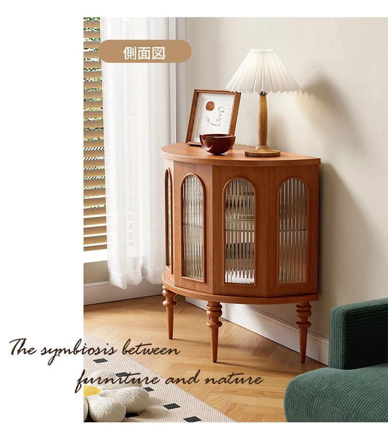 ガラス&無垢材のオシャレキャビネット - 多層板デザインでお部屋を華やかに! halmh-5297