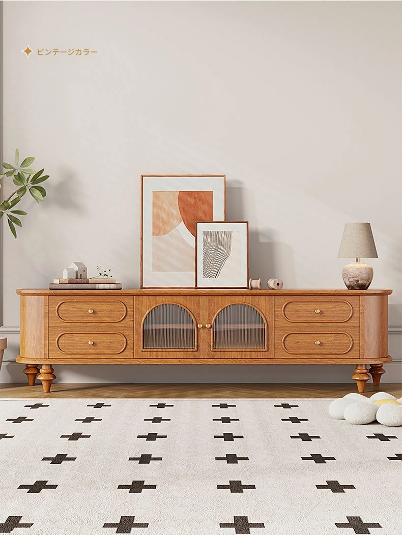 おしゃれな無垢材テレビ台 - 多層板&ガラス仕様、リビングに最適な収納家具 halmh-5301