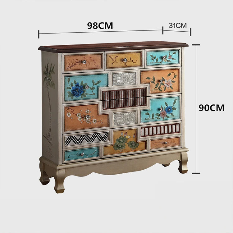 オーク製デザインキャビネット - 美しい手作りの引き出しでおしゃれな収納を実現! halmh-5303