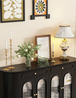 モダンデザイン 無垢材キャビネット 収納力抜群・ガラス扉付き おしゃれなリビング家具 halmh-5309