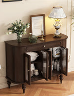 モダンデザイン 無垢材キャビネット 収納力抜群・ガラス扉付き おしゃれなリビング家具 halmh-5309