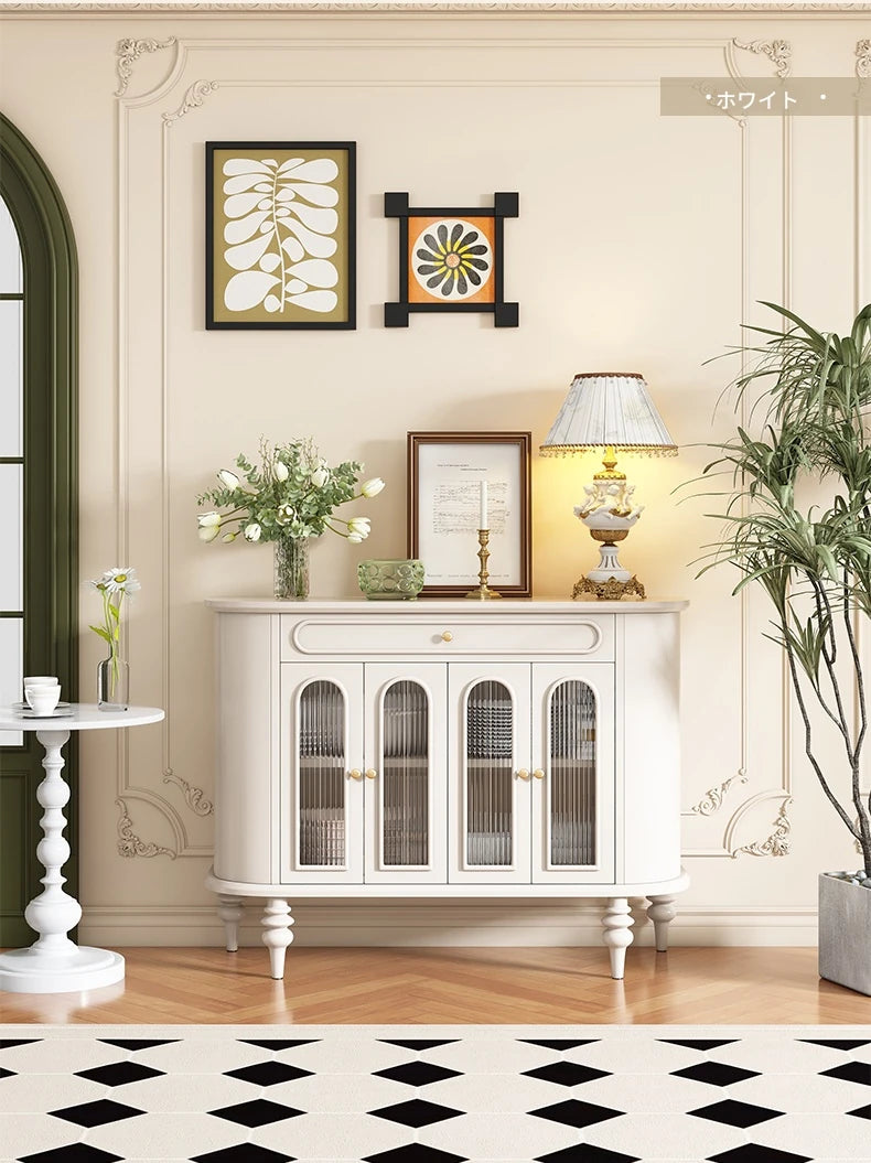 モダンデザイン 無垢材キャビネット 収納力抜群・ガラス扉付き おしゃれなリビング家具 halmh-5309