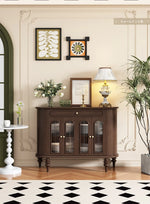 モダンデザイン 無垢材キャビネット 収納力抜群・ガラス扉付き おしゃれなリビング家具 halmh-5309