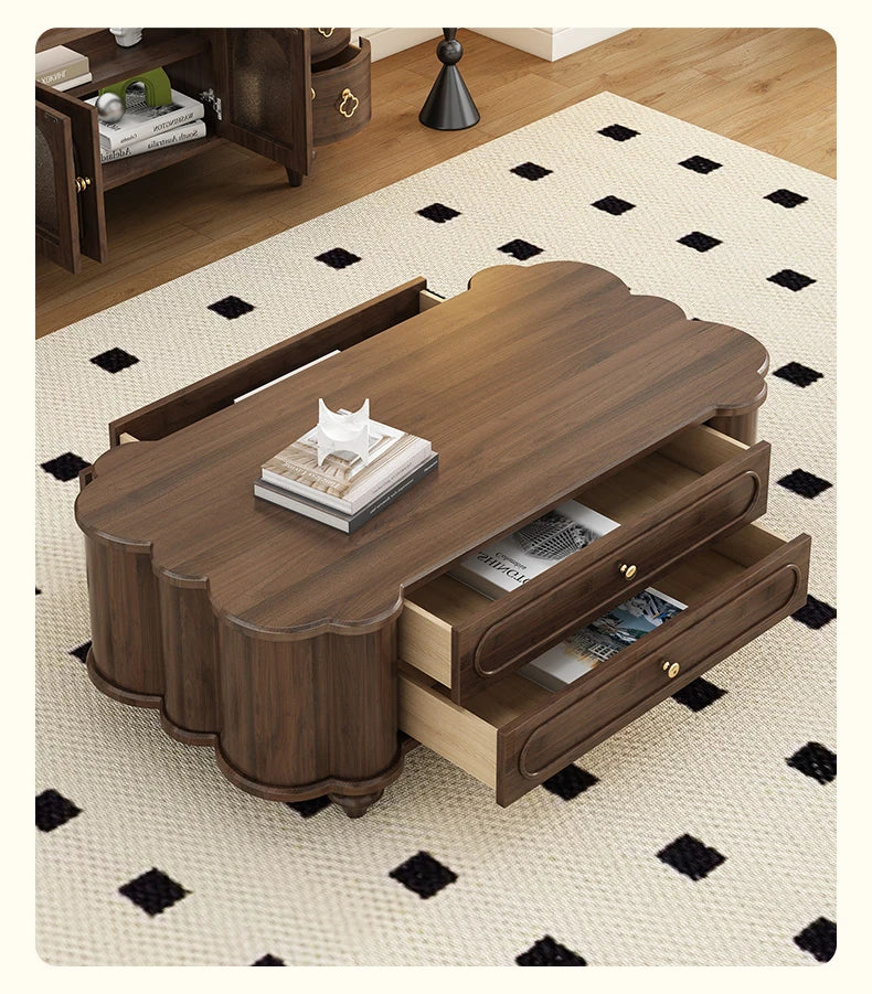 ウォールナット製センターテーブル 多機能収納付き おしゃれなデザイン 限定セール中! halmh-5310