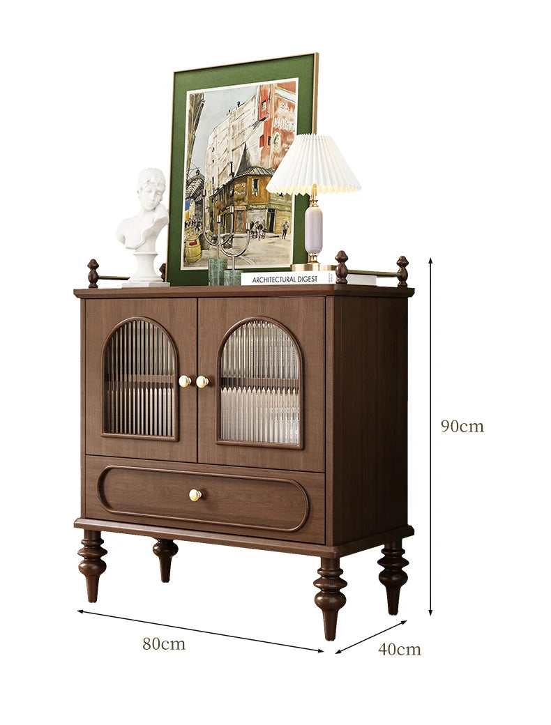 無垢材使用のスタイリッシュキャビネット|多層板&ガラス扉で機能性とデザインを両立! halmh-5313