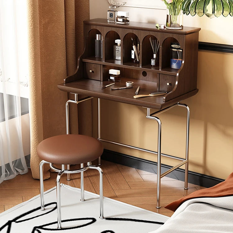 「スタイリッシュ無垢材化粧台セット - ステンレス脚のモダンデザイン、収納力抜群」 halmh-5316