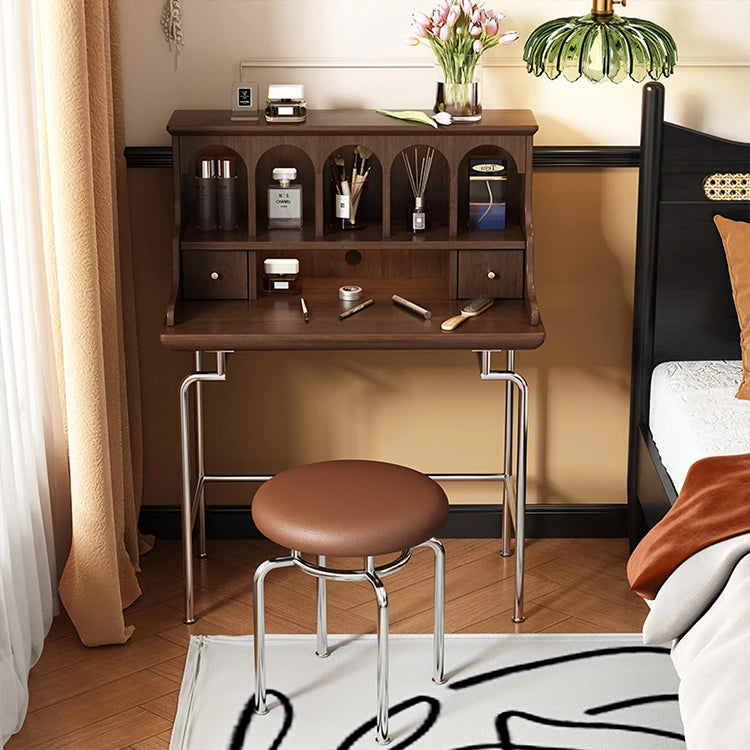 「スタイリッシュ無垢材化粧台セット - ステンレス脚のモダンデザイン、収納力抜群」 halmh-5316