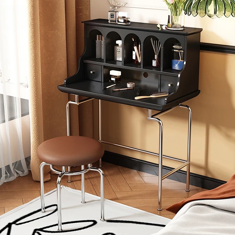 「スタイリッシュ無垢材化粧台セット - ステンレス脚のモダンデザイン、収納力抜群」 halmh-5316