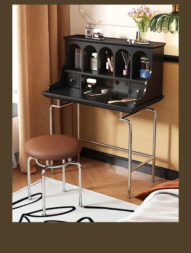 「スタイリッシュ無垢材化粧台セット - ステンレス脚のモダンデザイン、収納力抜群」 halmh-5316