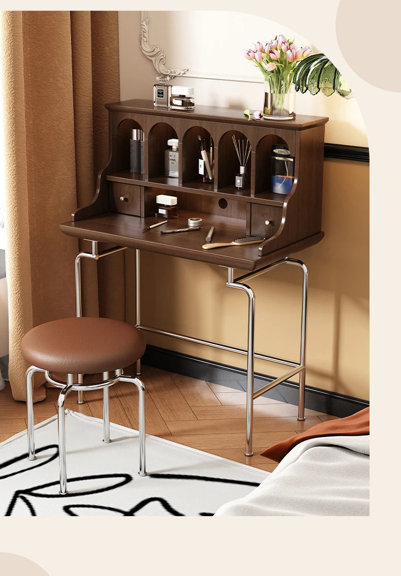 「スタイリッシュ無垢材化粧台セット - ステンレス脚のモダンデザイン、収納力抜群」 halmh-5316