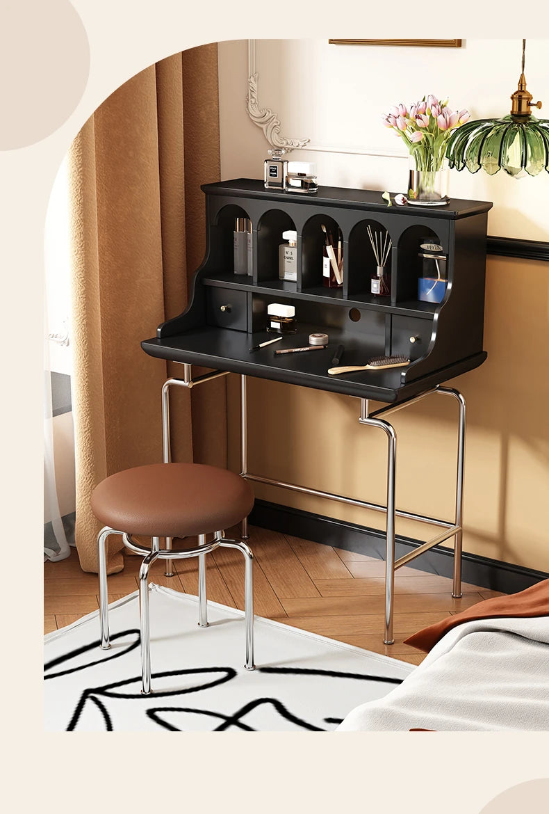 「スタイリッシュ無垢材化粧台セット - ステンレス脚のモダンデザイン、収納力抜群」 halmh-5316