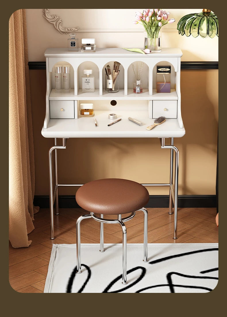 「スタイリッシュ無垢材化粧台セット - ステンレス脚のモダンデザイン、収納力抜群」 halmh-5316