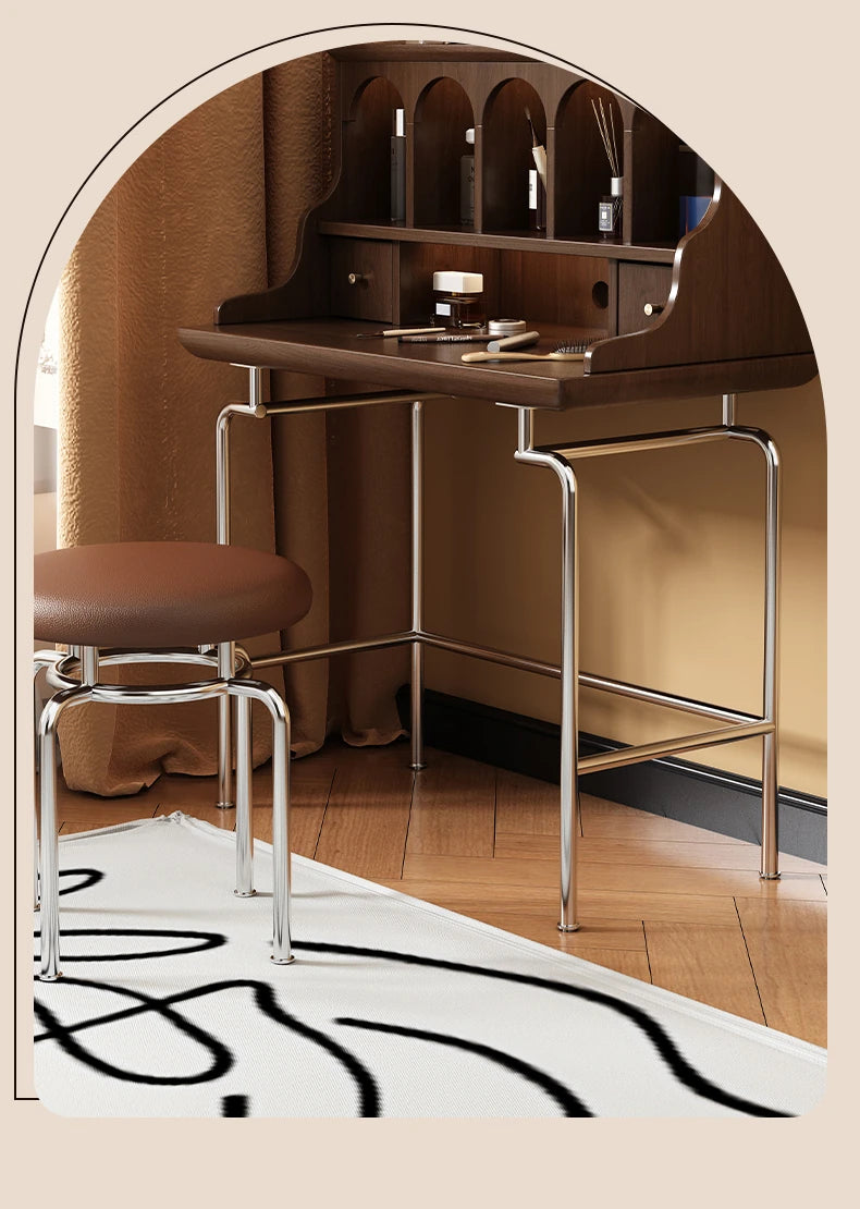 「スタイリッシュ無垢材化粧台セット - ステンレス脚のモダンデザイン、収納力抜群」 halmh-5316