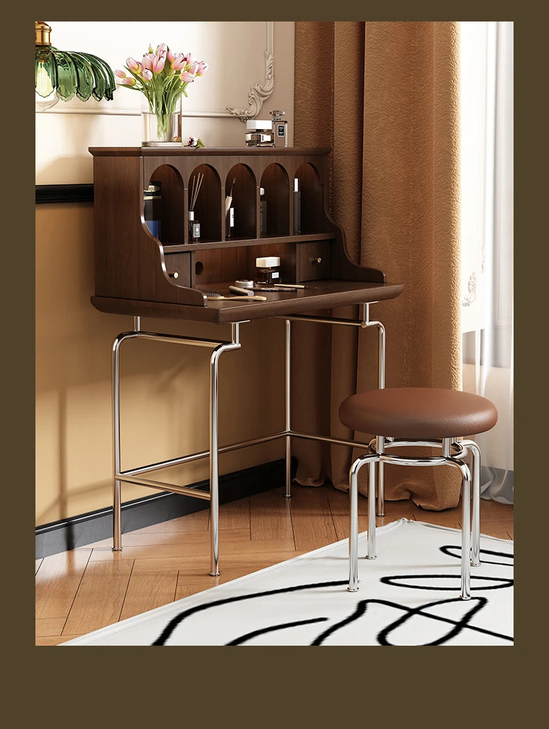 「スタイリッシュ無垢材化粧台セット - ステンレス脚のモダンデザイン、収納力抜群」 halmh-5316