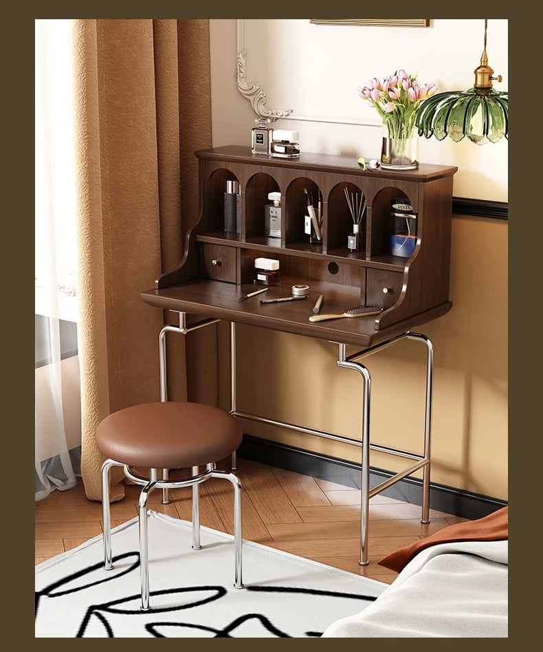 「スタイリッシュ無垢材化粧台セット - ステンレス脚のモダンデザイン、収納力抜群」 halmh-5316