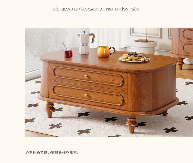 無垢材使用のシンプルなセンターテーブル | おしゃれなデザインと収納力を兼ね備えたリビング家具 halmh-5320