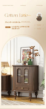 ウォールナット製キャビネット | 美しい多層板とガラス引き戸 | クラシックスタイルの収納家具 halmh-5321