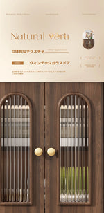 ウォールナット製キャビネット | 美しい多層板とガラス引き戸 | クラシックスタイルの収納家具 halmh-5321