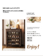 ウォールナット製 キャビネット 大容量 引き出し付き ガラス扉 シンプルでエレガントな収納家具 halmh-5324