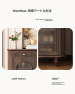 ウォールナット製 キャビネット 大容量 引き出し付き ガラス扉 シンプルでエレガントな収納家具 halmh-5324