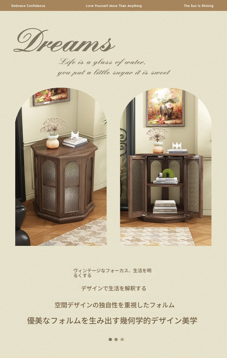 ウォールナット製 おしゃれなセンターテーブル ガラス棚付き 多機能デザイン halmh-5325