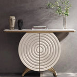 ステンレス×セラミックのラウンドキャビネット|モダンなデザインで魅せる収納家具 hbs-4422