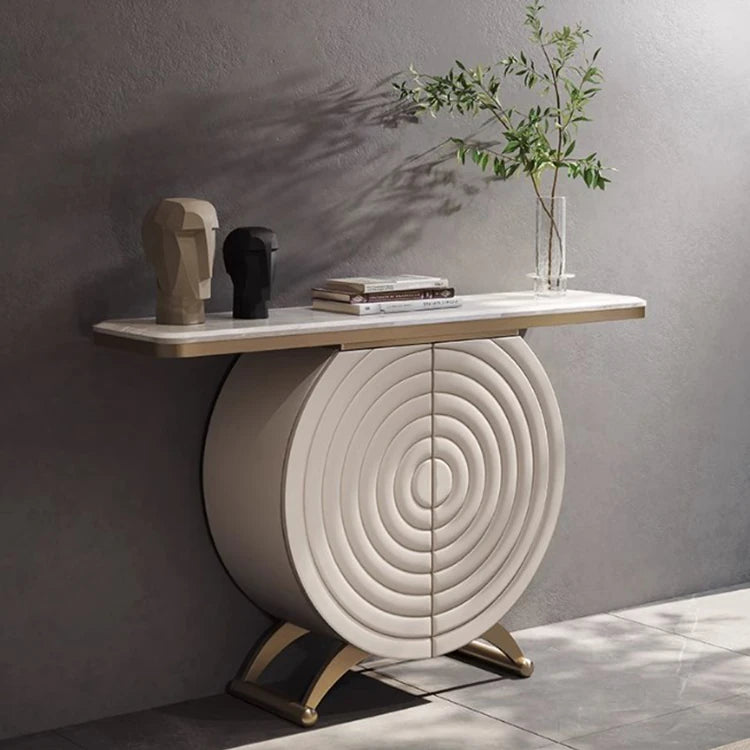 ステンレス×セラミックのラウンドキャビネット|モダンなデザインで魅せる収納家具 hbs-4422