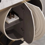 ステンレス×セラミックのラウンドキャビネット|モダンなデザインで魅せる収納家具 hbs-4422