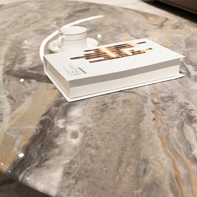 オシャレなセンターテーブル | 大理石とステンレス製の豪華デザイン | リビングルームにぴったり! hbso-3010