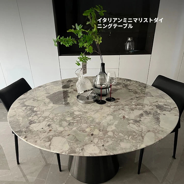 ラグジュアリー大理石テーブル | ステンレス脚付き円形デザイン | モダンインテリアに最適 | 多層板使用 hbso-3012